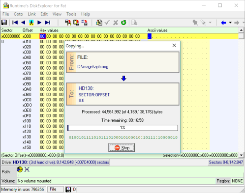 DiskExplorer: Copy progress