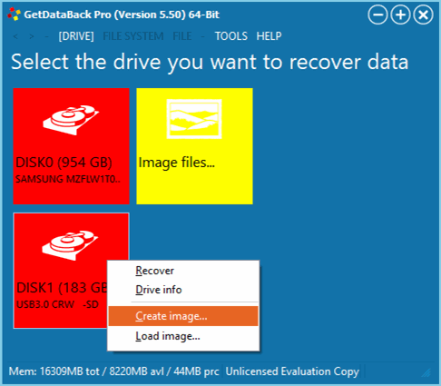 Right-click DISK1 and click 