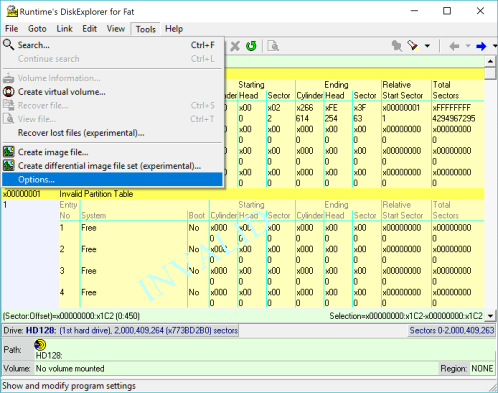 DiskExplorer: Invoking Security options